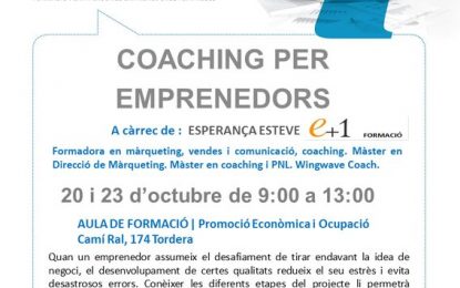 La regidoria de promoció econòmica i d’ocupació engega un curs de coaching per emprenedors/es a Tordera
