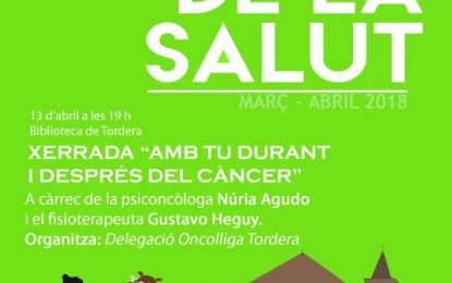 La delegació Oncolliga Tordera organitza aquesta tarda la xerrada “Amb tu durant i després del càncer”
