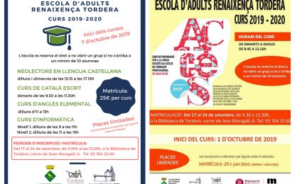 L’Escola d’Adults Renaixença, obre les inscripcions per als nous cursos de formació d’adults per aquest curs 2019/2020