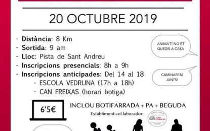 Aquest diumenge els alumnes de 4t ESO de l’Escola Vedruna Tordera organitzen una marxa popular