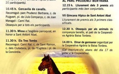 S’anul·la la cercavila de cavalls i els tres tombs però es manté la festa de Sant Antoni Abat