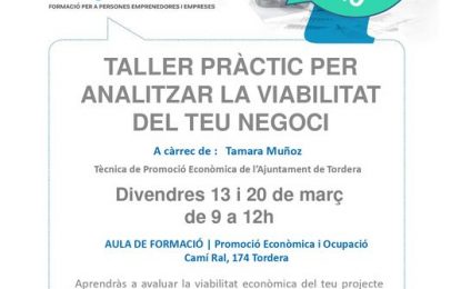 Promoció Econòmica prepara tallers sobre viabilitat de negoci