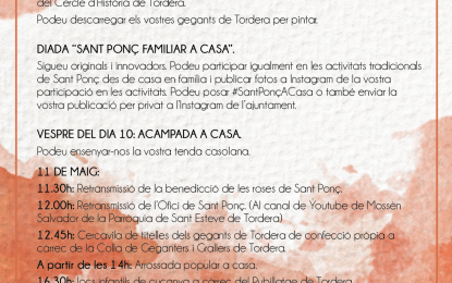 En Pau Megias ens explica les activitats que ajutament i entitats han preparat per poder celebrar Sant Ponç des de casa