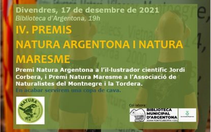L’entitat Natura entrega avui els Premis Natura Argentona i Natura Maresme